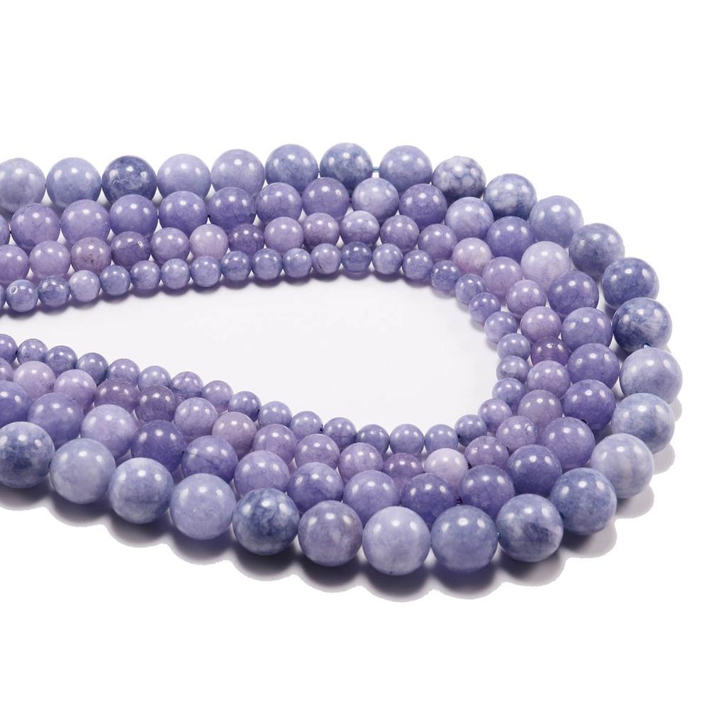 1 Strand/lot 4/6/8/10/12mm Natural Purple Aquamarin Agat Stone Bead Round Loose Spacer Beads For Jewelry Findings DIY Bracelet