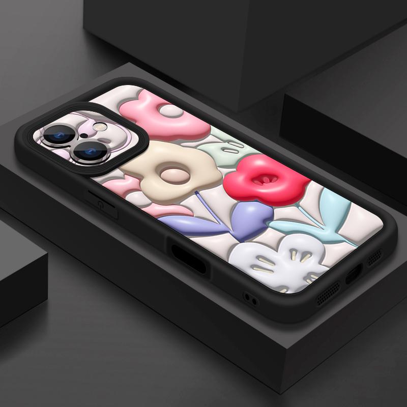 Чехол с цветами для iPhone 16 Pro Max Противоударный чехол из ТПУ Мягкий силиконовый чехол Коке для iPhone 15 Pro Max 14 13 12 11 Чехол для телефона