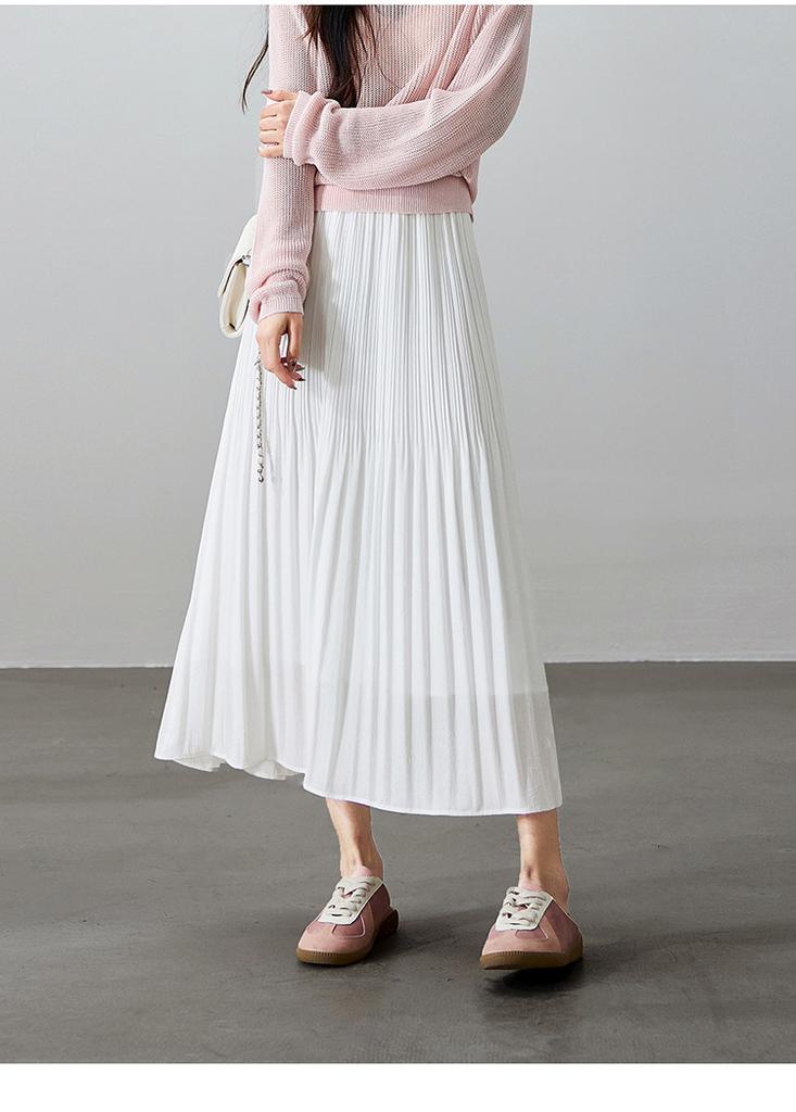 High waisted pleated skirt 2026 spring fashion loose and versatile mid to long A-line umbrella skirt