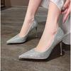 New Women Shiny Rhinestones High Heels Shoes Ladies Pumps Stiletto Sweet Women Heels Wedding Shoes Dress Shoes Plus Size 42