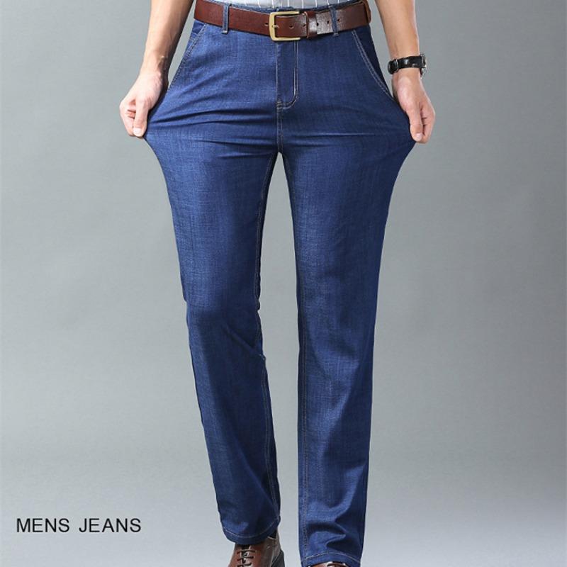 2024 весна-лето брендовые мужские прямые легкие хлопковые эластичные джинсовые деловые повседневные тонкие светло-серые джинсы с высокой талией