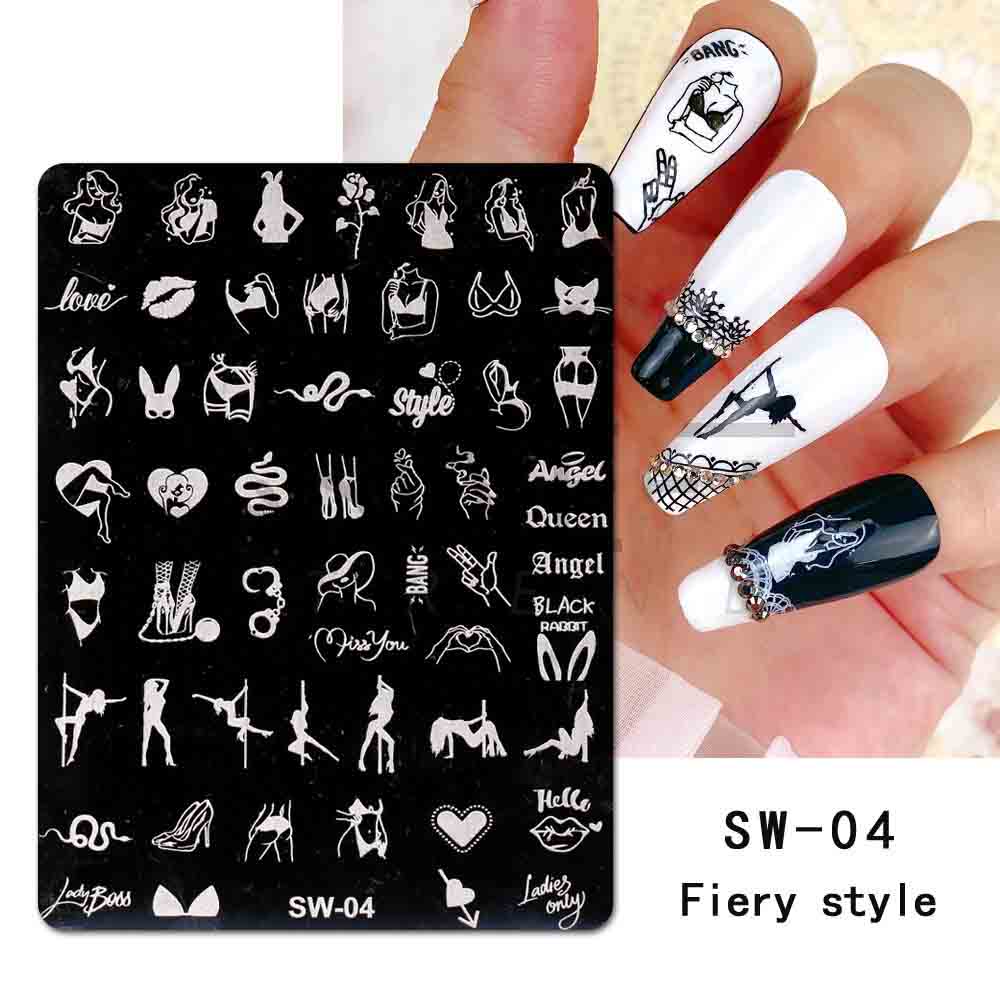 Штампы для дизайна ногтей во французском стиле, трафареты из нержавеющей стали с листьями и цветами, инструменты для штамповки изображений для ногтей