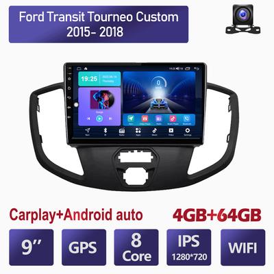 Автомобильный мультимедийный плеер Android 2 Din для Ford Transit Tourneo Custom 2015-2018, головное устройство, стерео Carplay, GPS-навигация, BT, WIFI, 4 + 64 ГБ