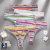 3 шт./компл. женские хлопковые бесшовные стринги сексуальное красочное полосатое нижнее белье трусики S-XL стринги женское нижнее белье с надписью на талии