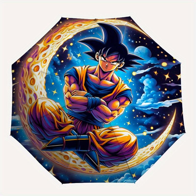 1pc Handsome Son Goku Automatic Folding Umbrella - 3 Folding Design, Vivid Cartoon Pattern, Suitable for Outdoor Activities, A Gift for Fans In A