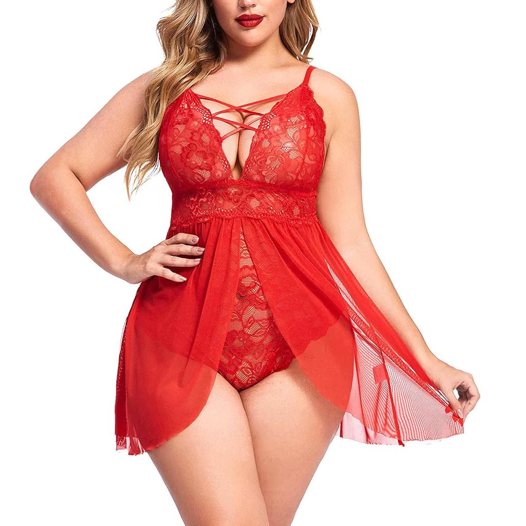 S-4XL сексуальное женское кружевное нижнее белье Babydoll, ночная рубашка, прозрачная одежда для сна, ночная рубашка, мини-платье