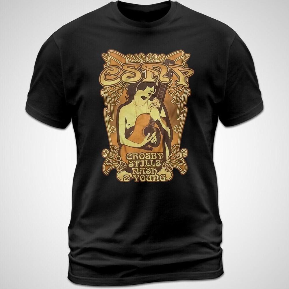 Vtg Crosby Stills Nash and Young Music Band Cotton Black Unisex Shirt Unisex T-Shirt