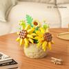 RedRose Flower Sunflower Building Blocks Flower Baskets Eternal Flower Girl Desktop Decorations Ornaments Gift Toys
