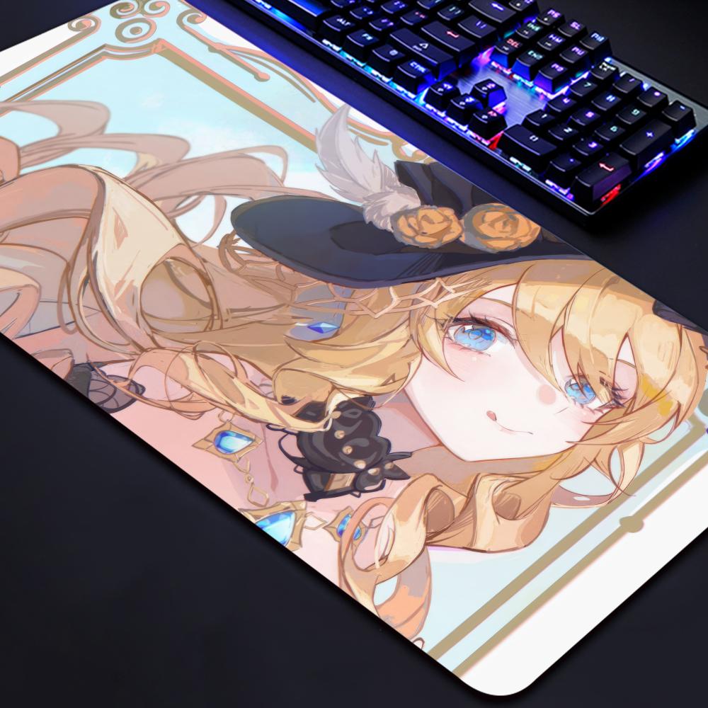Навия Genshin Impact Аниме Девушка Коврик для Мыши Большой Игровой Коврик для Мыши Заблокированный Край Утолщенный Компьютерная Клавиатура Стол Настольный Коврик