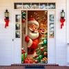 Рождественское украшение на дверь, забавный баннер с Санта-Клаусом для подвешивания на входную дверь, с надписью «Счастливого Рождества», зимний фон, вывеска для крыльца для внутреннего праздничного декора