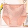 Lady Underpants High Waist Plus Slze Lace Trim Butt-covered Tummy Control Solid Color Elastic Panties Seamless Comfort Daily Sport Briefs