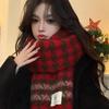 Korean Style Red Houndstooth Scarf for Women - Luxurious, Versatile & Warm Winter Neck Warmer