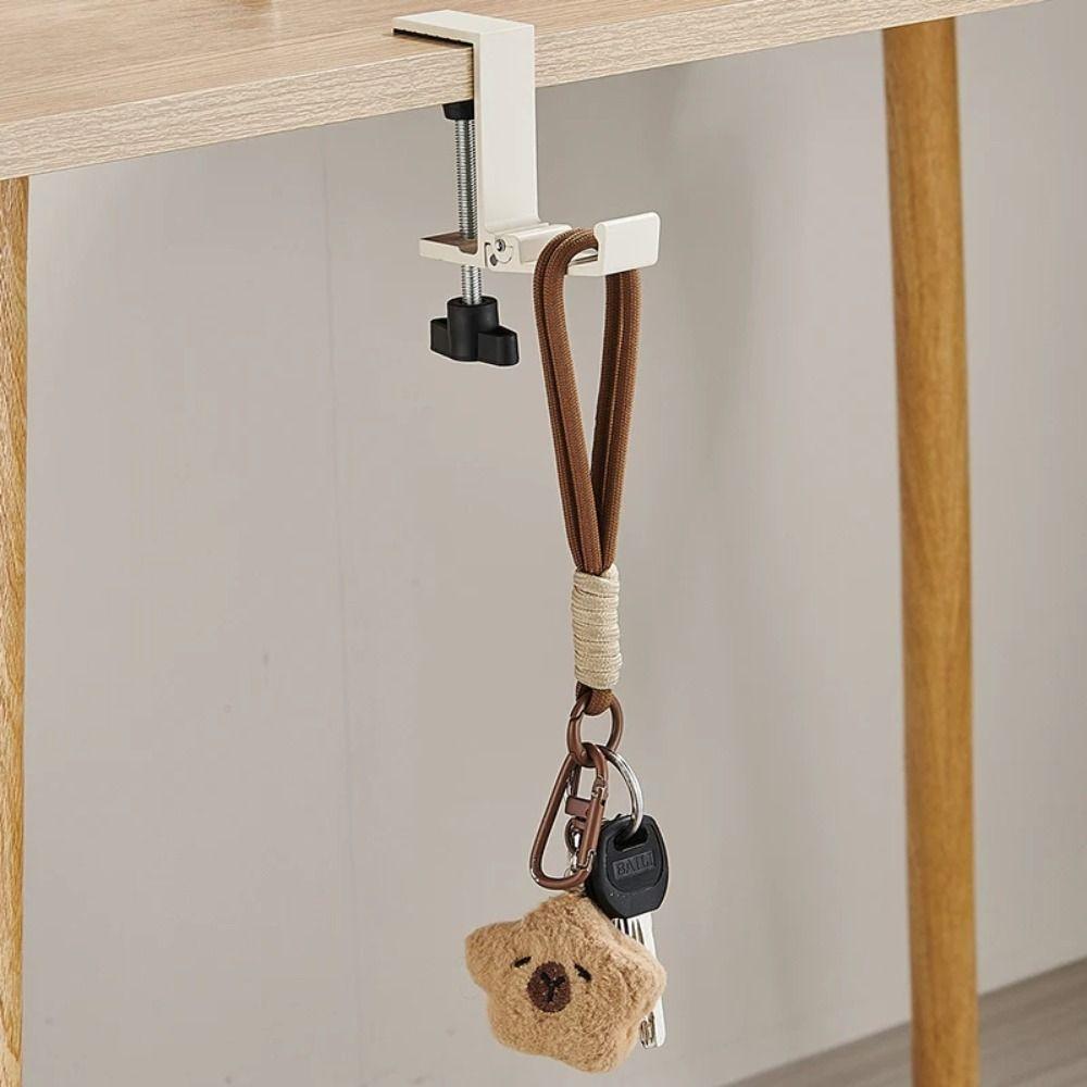 Multi-functional Adjustable Desk Side Hook Hanging Punch-free Bag Foldable Hook Removable Portable Handbag Rack