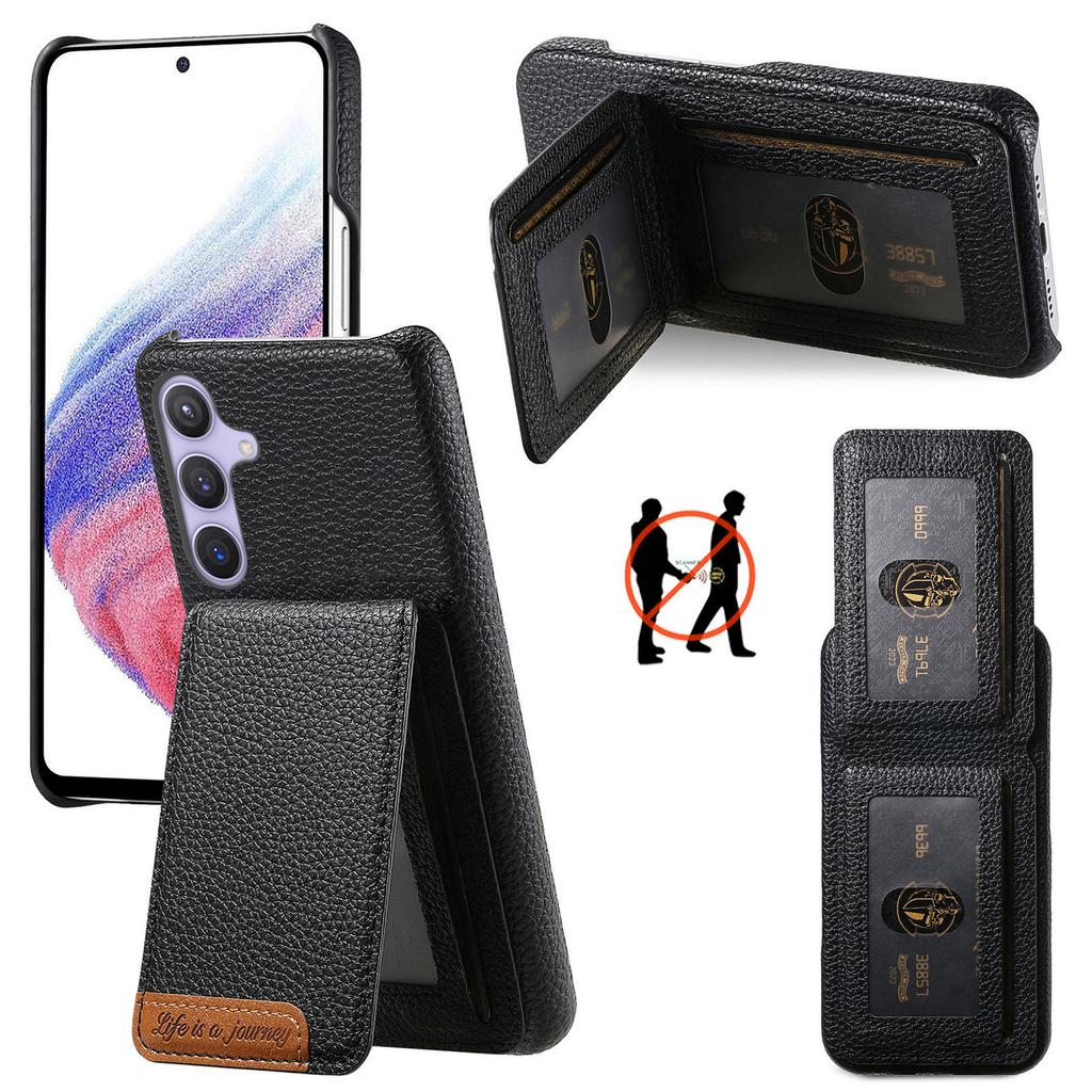 For Samsung Galaxy S25+ Case RFID Blocking Card Holder Litchi Texture Leather Back Cover
