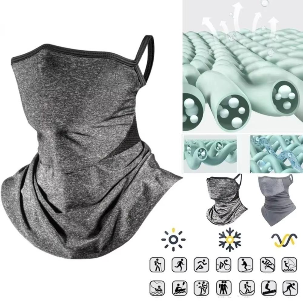 Dustproof Ice Silk Head Cover UV Protection Hanging Ear Cycling Scarf  Unisex