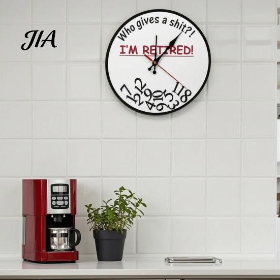 Retirement Gifts for Nurses And Teachers Humorous Wall Clock, Who Gives A Shit I'm Retired, Silent Non Ticking Round Wooden Clock Living Room