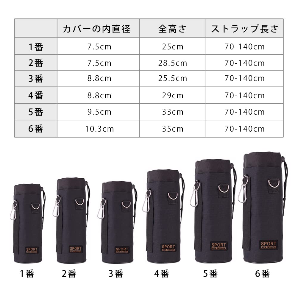 YUYAKESHI Water Bottle Cover, InsulatedCold Water Bottle Holder, Fits 400-1500ml Water Bottles, Various Sizes, Shoulder Strap, Oxford Cloth, 3-Layer