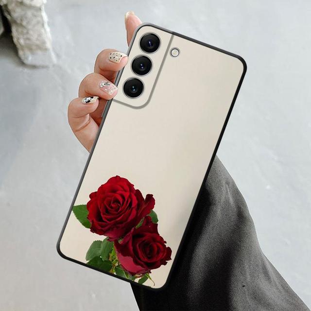 Чехол для телефона Samsung Galaxy S23 S22 S21 S20 Fe Ultra S10 S9 S8 Plus Note 20ultra 10plus, чехол с розой, тюльпаном, зелеными побегами цветов