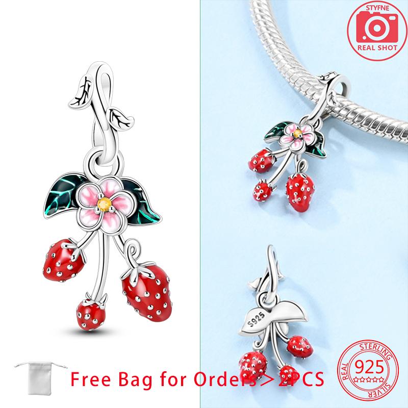 Медные Шармы на Годовщину Авокадо Клубника Вишня Бусины Подходят для Браслета Аксессуары Бусины Изготовление Украшений Украшения Подарок