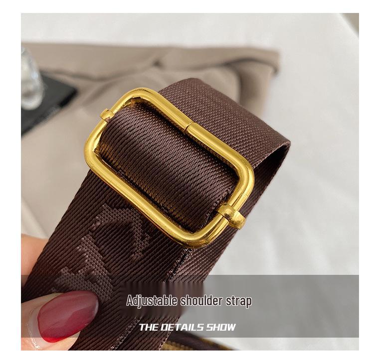 2025 Autumn Women's Retro Large Capacity Shoulder Bag with Wide Strap