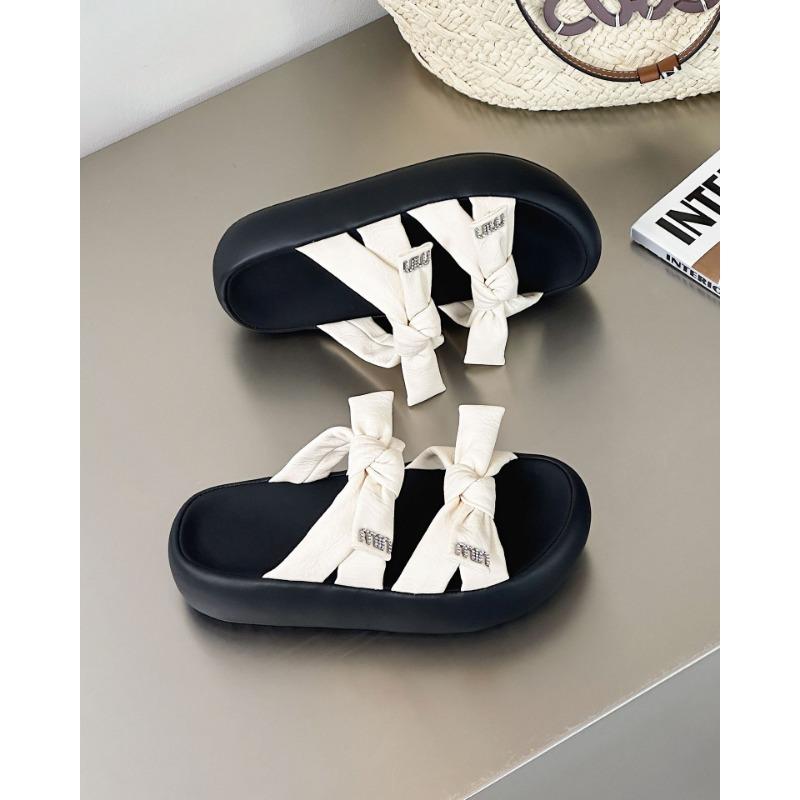 Bow Wear Cool Slippers Women's Summer Versatile Thick Bottom Open Toe Casual Sandals