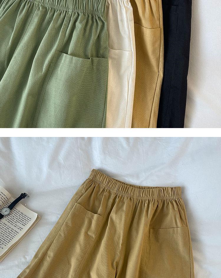 Хлопковые шорты больших размеров в корейском стиле: Летний повседневный дизайн с карманами для женщин