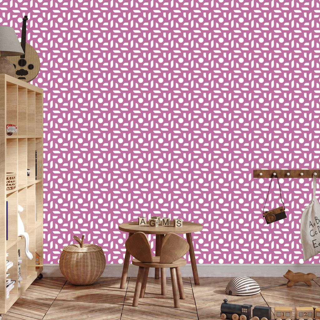 Geometric Pattern Wallpaper Purple and White for Living Room and Bedroom 50x1000