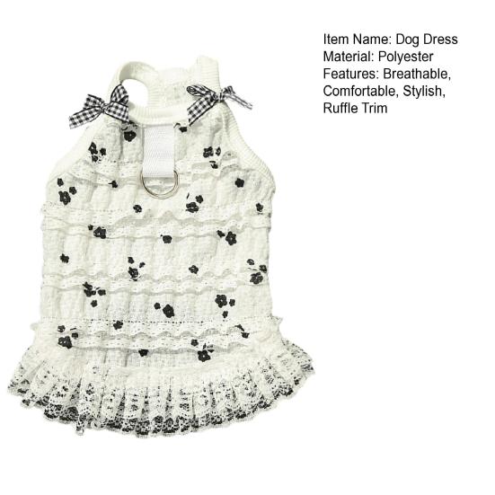 Летнее платье для собак с оборками и отделкой для девочек, платье принцессы для собак с цветочным принтом, одежда для домашних животных для маленьких и средних кошек, собак, котят, щенков