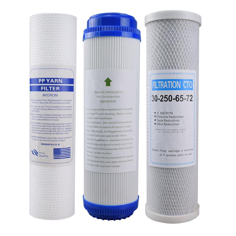 10-inch Ultrafiltration Reverse Osmosis Water Purifier Set: PP Cotton, UDF Activated Carbon, RO Membrane, T33 Filter.