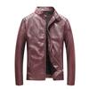 Fleece Leather Jacket Men's PU Leather Jacket Men's Autumn and Winter Stand-Up Collar Motorcycle Clothing Casual Jacket