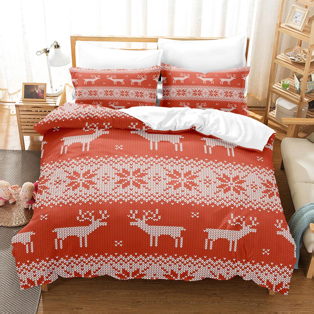 3D Рождественский комплект постельного белья С Новым годом, пуховый пододеяльник, наволочка 2/3 шт., женский детский домашний текстиль, кровать размера «king-size», подарок на Новый год