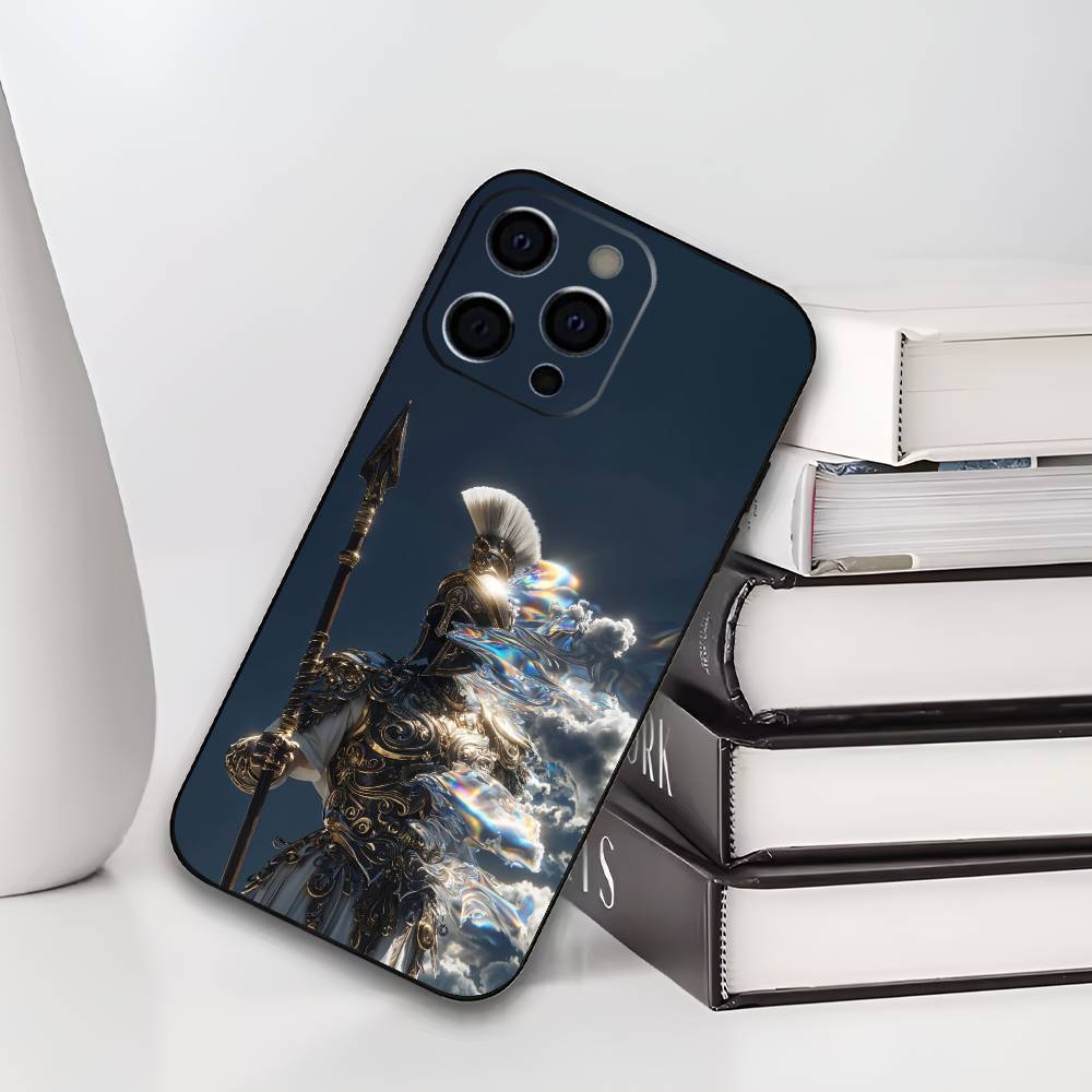 Крутой чехол для телефона в стиле спартанцев для iPhone 17,16,15,14,13,12,11 Plus,Pro Max,XS,Мягкий черный чехол