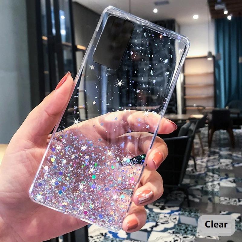 Мягкий чехол с блестками и бриллиантами и звездами для Samsung Galaxy A04S A53 S23 Ultra S22 S21 Plus OPPO A94 Xiaomi Redmi Note 11 iPhone 14 13 12 11 Pro Max