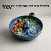 Retro Style Fruit Bowl Octopus Shaped Berry Washing with Drainage Slots, Ceramic Rinse Strainer, Decorative Vegetable Colander for Berries And Fruits