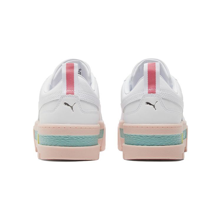 Puma Mayze Pop Retro Thick Sole Height Increasing Breathable Low Top Sneakers Women Sneakers White Lotus-Pink 381889-01