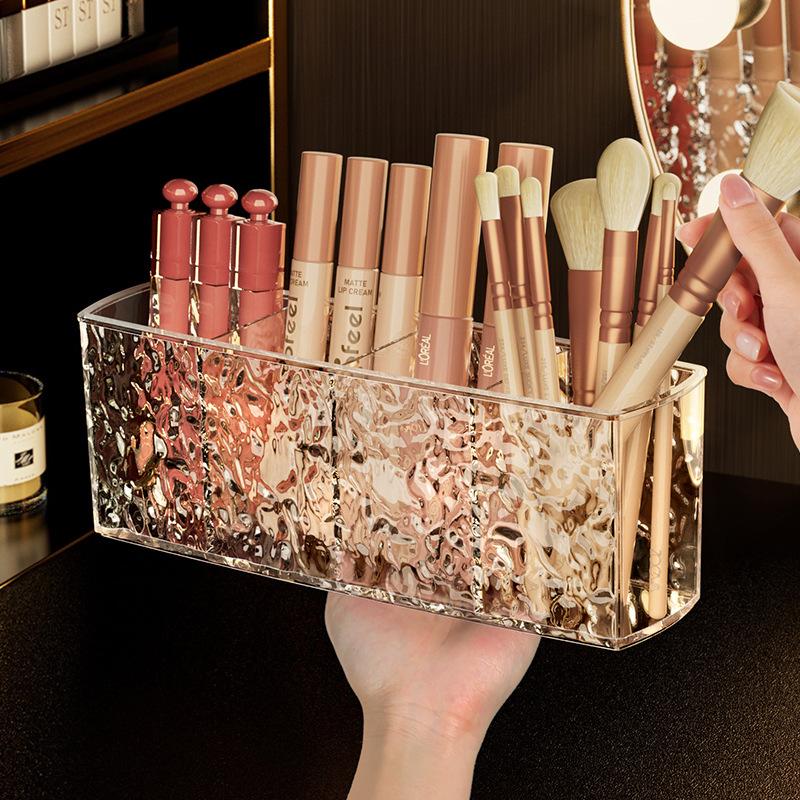 Clear Cosmetic Storage Box, 1pc 3 Slot Makeup Organizer, Eyeliners Eyebrow Pencil Display Case, Pencil Holder For Desk Dresser
