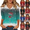 Women's Casual Fashionable Sexy Comfortable V-Neck Christmas Three-Quarter Sleeve Top