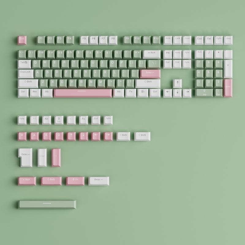 134PCS OEM Height Two Color Injection Green and White PBT Keycaps for Mechanical Keyboard Enthusiasts