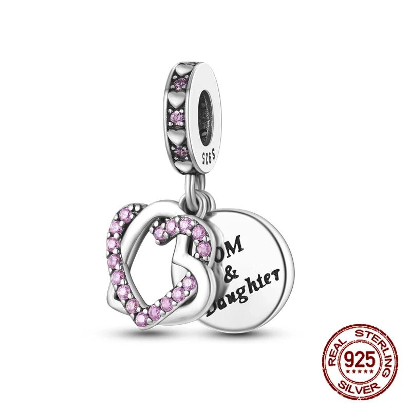 Медные Шармы в форме сердца для дочери и мамы, подходят для браслетов с диаметром отверстия 4 мм, изысканные украшения DIY на День матери в подарок