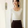 Женская корейская приталенная футболка с длинным рукавом LCsanyp со встроенным бюстгальтером