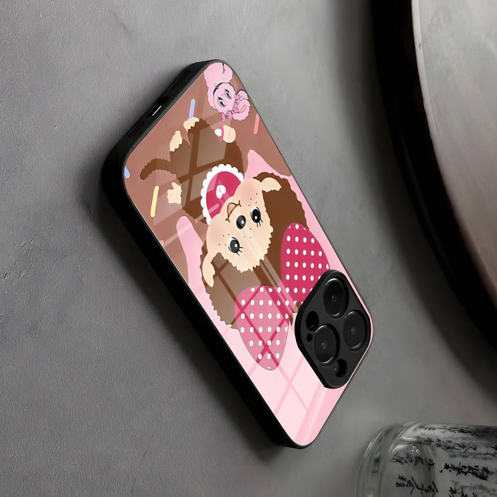 Cartoon M-Monchhichis Phone Case Glass For IPhone17 Air 16 15 17 14 Pro Max 13 12 11 X XS XR Plus For Samsung S Dirty Resistant