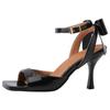 Fashion Summer Sandals Women Solid Ankle Strap Black White Ladies Flip Flops High Heels Bow-tied Party Wedding Shoes Female Big Size 44