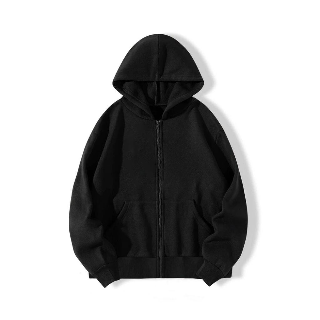 Толстовка Big Spider Кардиган на молнии — черная объемная зимняя толстовка с принтом и карманами