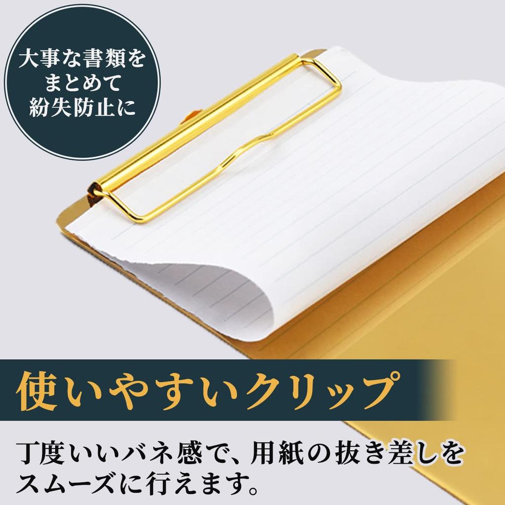 dodtazz Binder Clipboard Gold Stainless Steel Document Organizer Folder Strong Fixation x (225 310mm/2pcs)