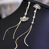 Новые корейские модные серьги женские асимметричные темпераментные длинные серьги-иглы из серебра 925 пробы с цирконами веерообразные серьги с бахромой