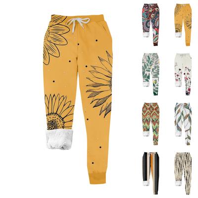 Женские повседневные модные домашние плюшевые спортивные штаны с рождественским принтом