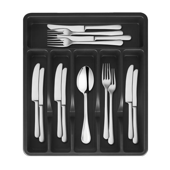 Cutlery Drawer Organizer Tray 6 Compartment Plastic Storage Box for Kitchen Utensils Forks Spoons Cutter Sturdy BPA-Free Divider Holder