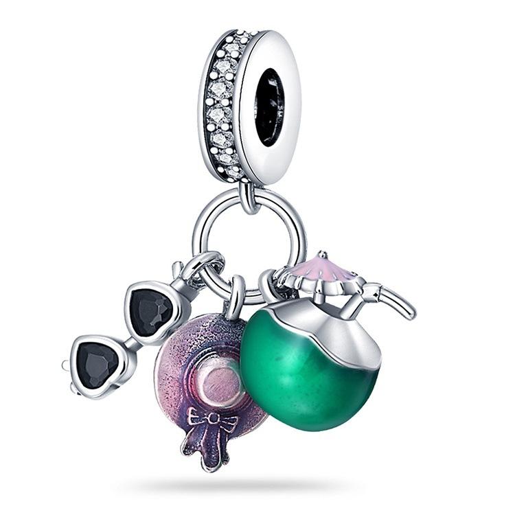 2026 Fruit Avocado Strawberry Cherry Pineapple Charm Charm Charm Beads DIY Jewelry Bracelet Accessories 925 Silver