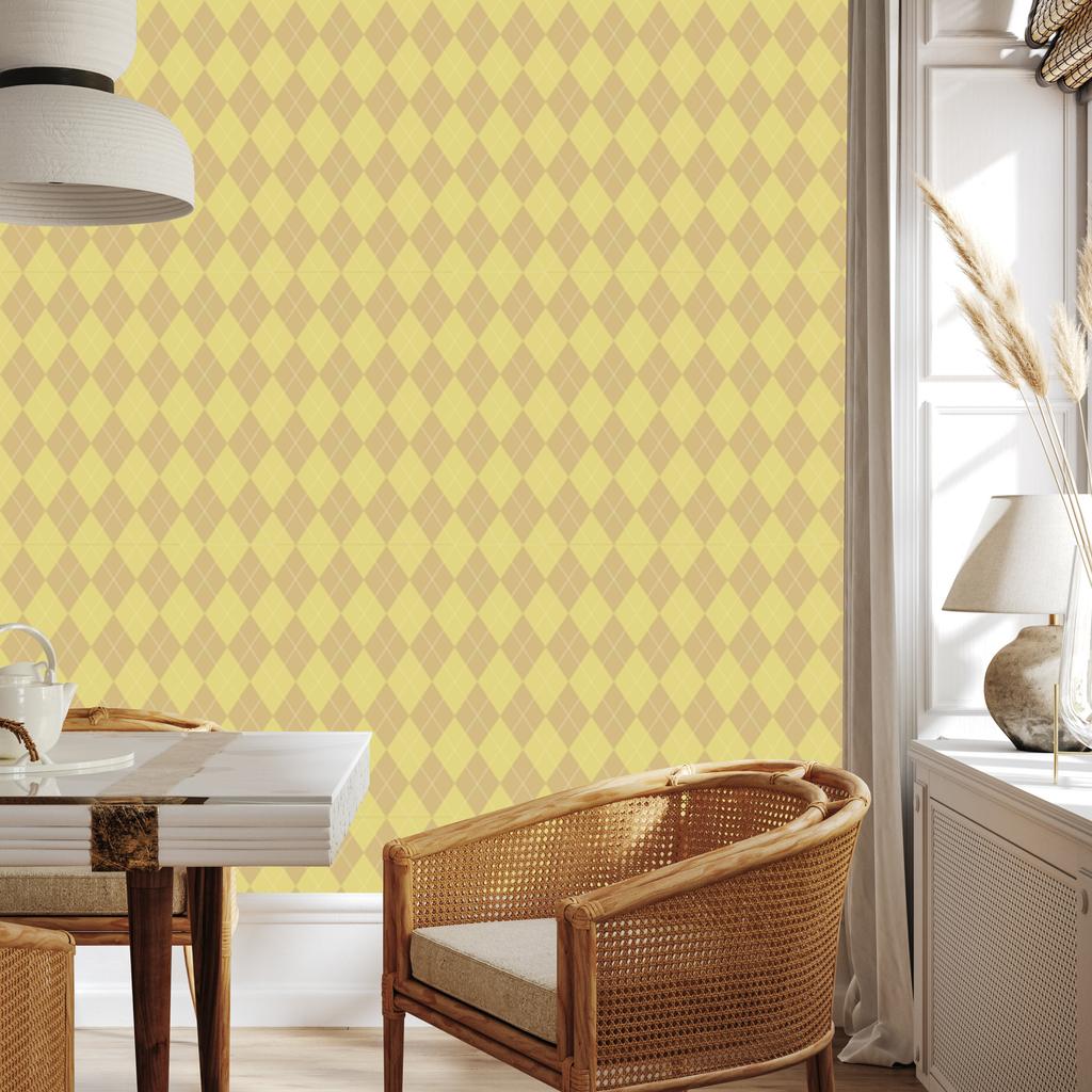Pastel Diamonds Yellow and Gold Wallpaper for Living Room and Bedroom 50x1000
