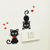 Самоклеящиеся наклейки с изображением мультяшных кошек для декора, простые и съемные наклейки на выключатель, настенные наклейки